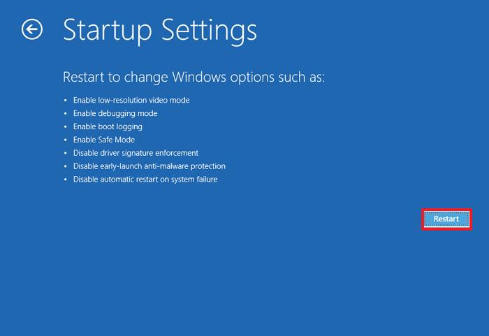 Startup Settings