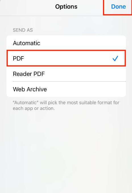 select pdf option