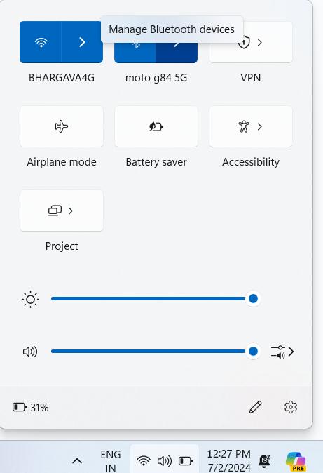 Bluetooth is Turned On