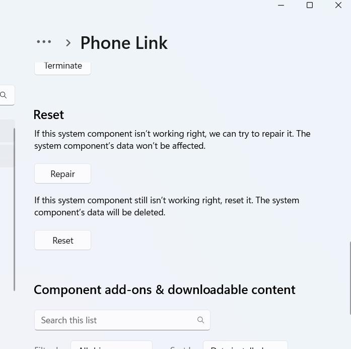 Repair or Reset
