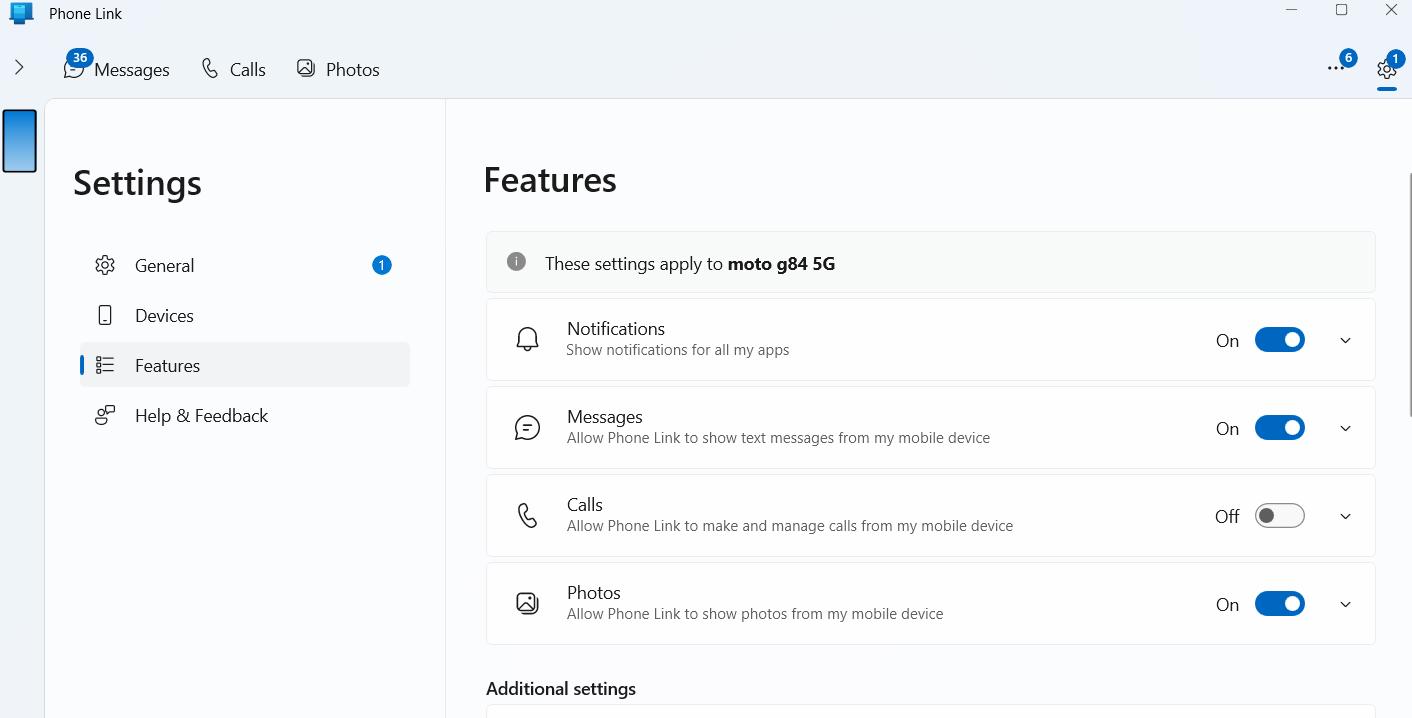 click on Features