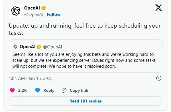 official statement on X