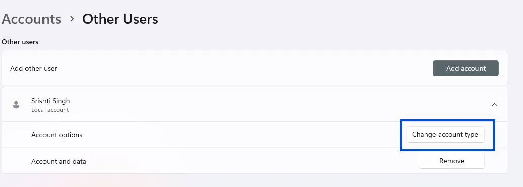 Change Account Type