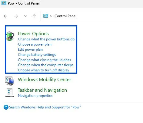 Power Options