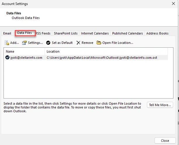 Click on Data Files