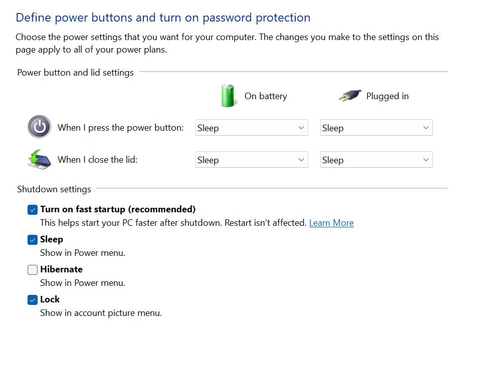 Turn On Fast Startup