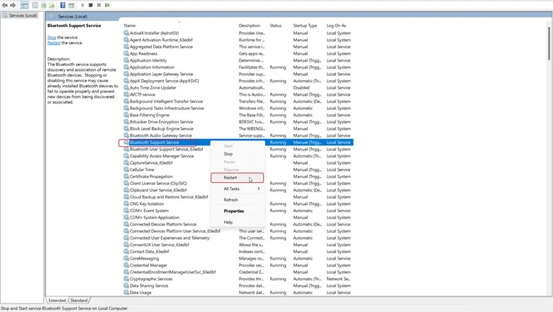 Bluetooth support service