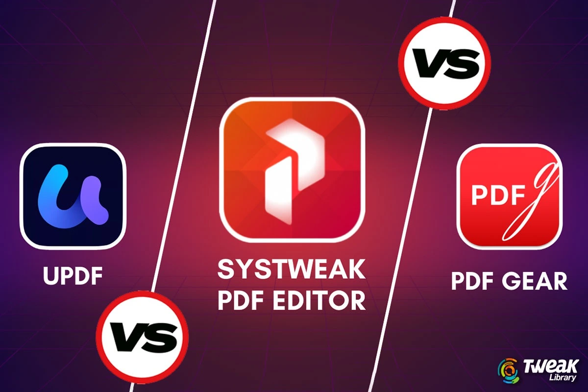 Comparison Systweak PDF Editor vs UPDF vs PDFgear