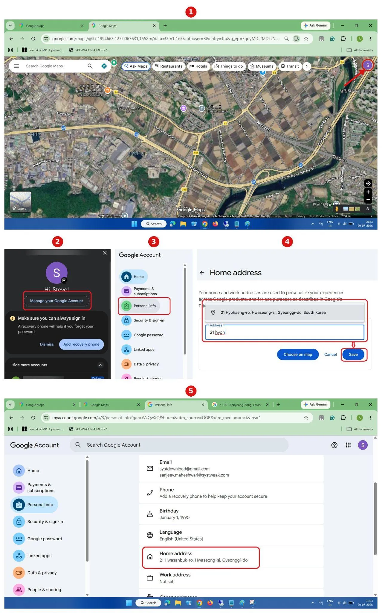 Change Your Home Address on Desktop