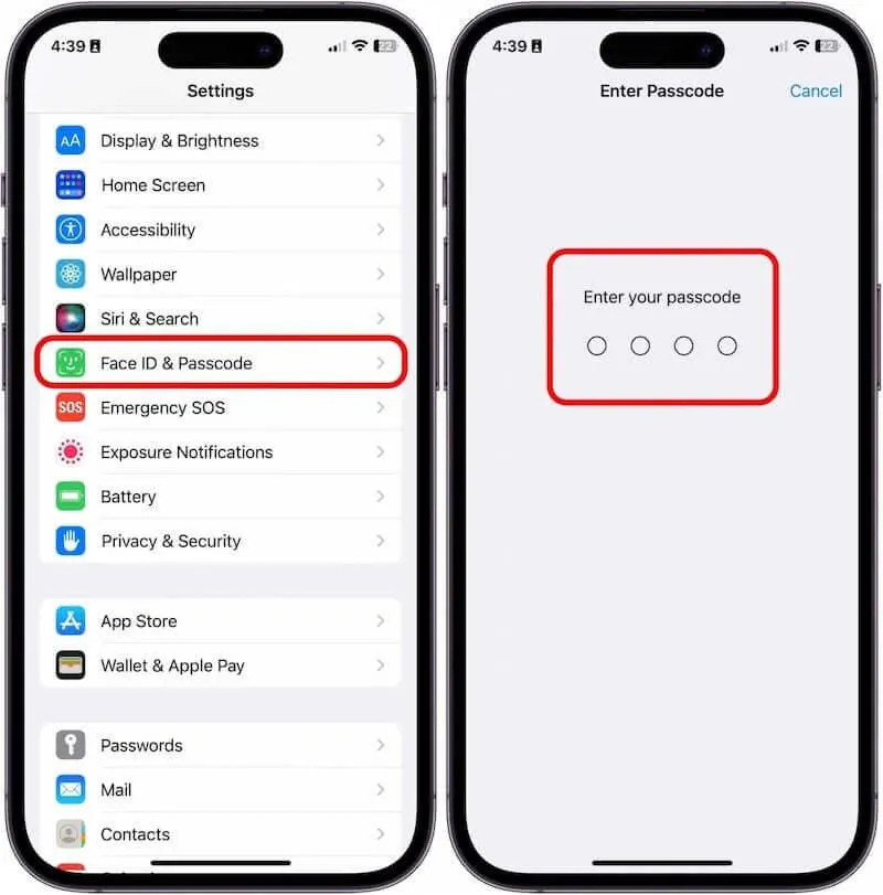 Face ID & Passcode