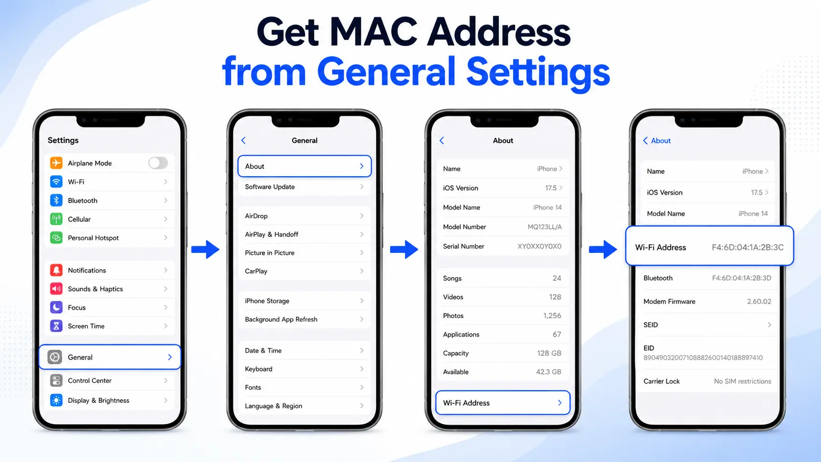 Get MAC Address from General Settings