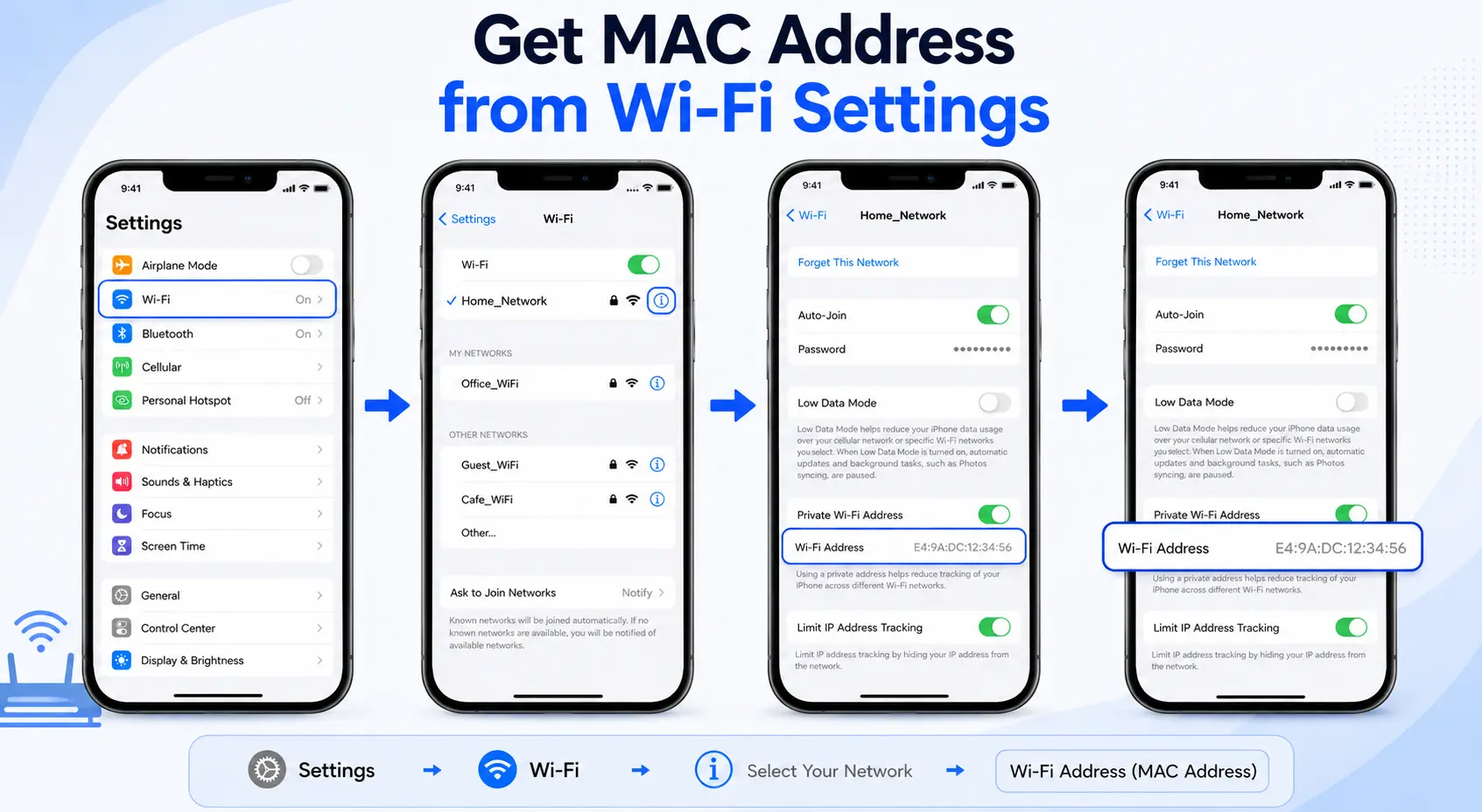 Get MAC Address from Wi-Fi Settings