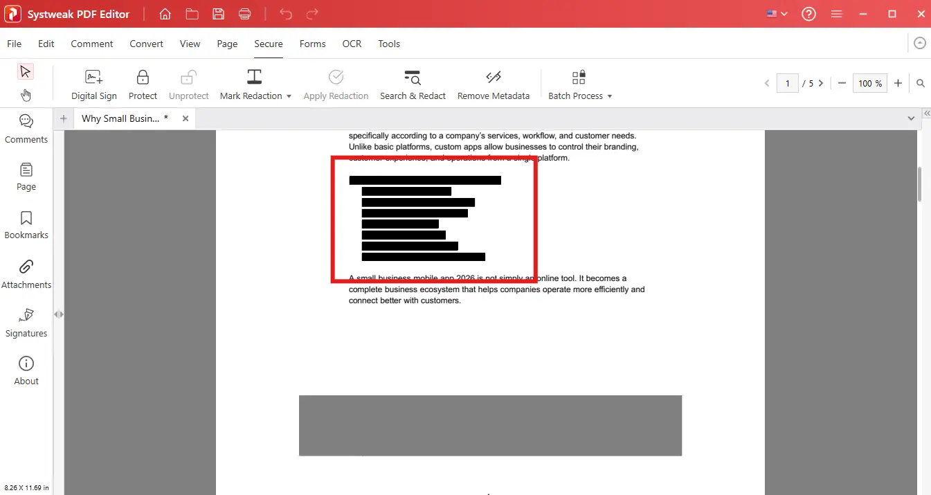 Redact PDF file