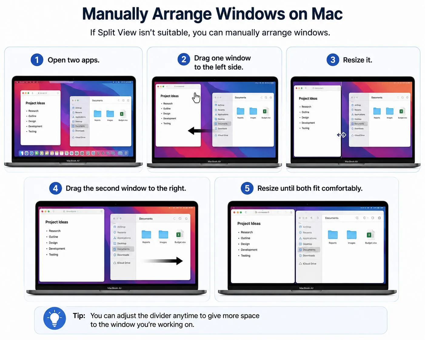 Resize Windows Manually