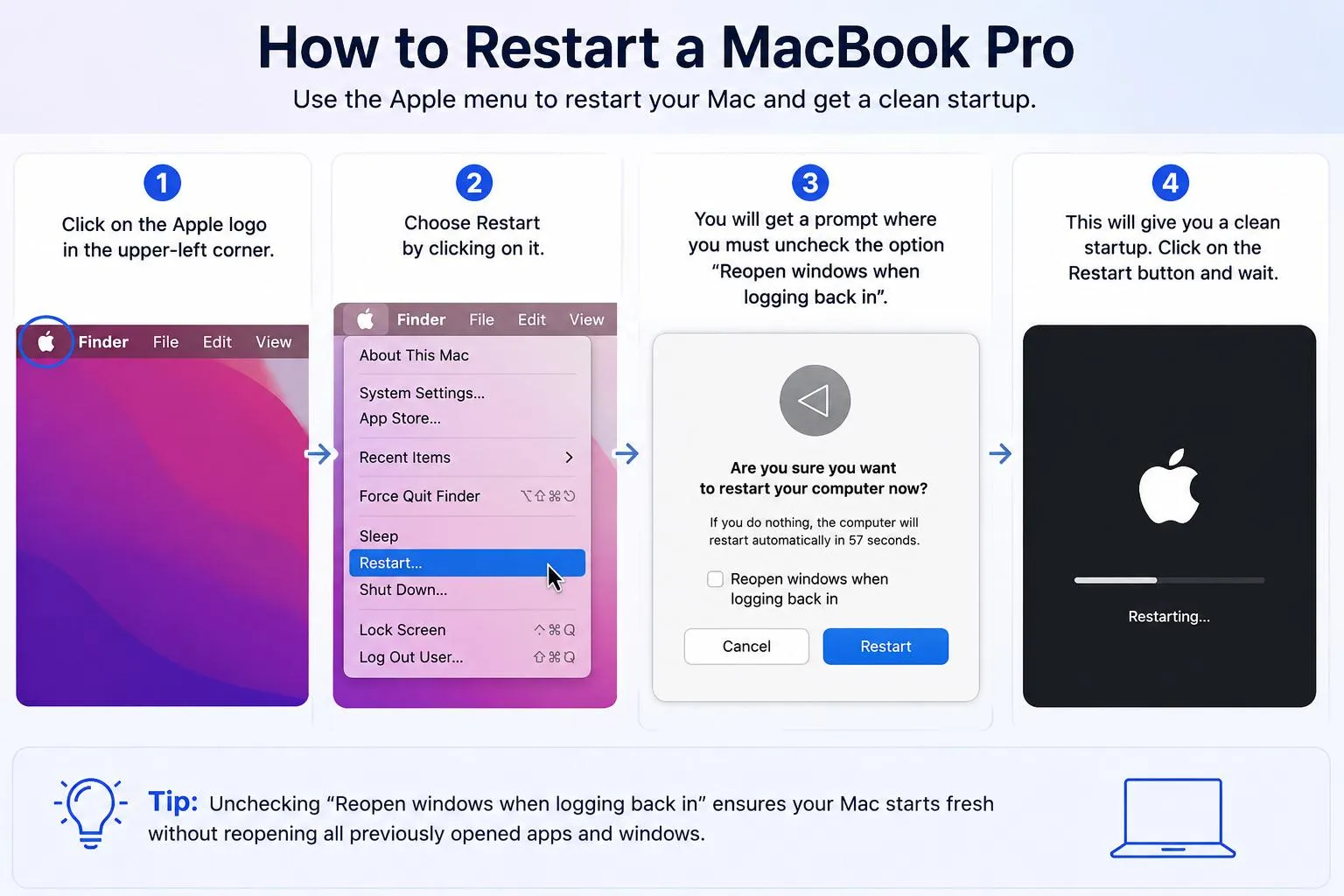 Restart Using Apple Menu