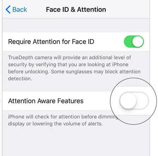 Turn off Attention Aware Features.