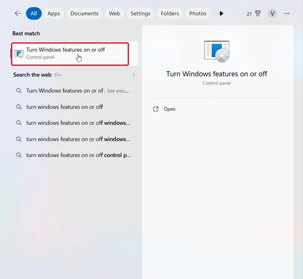 Windows features