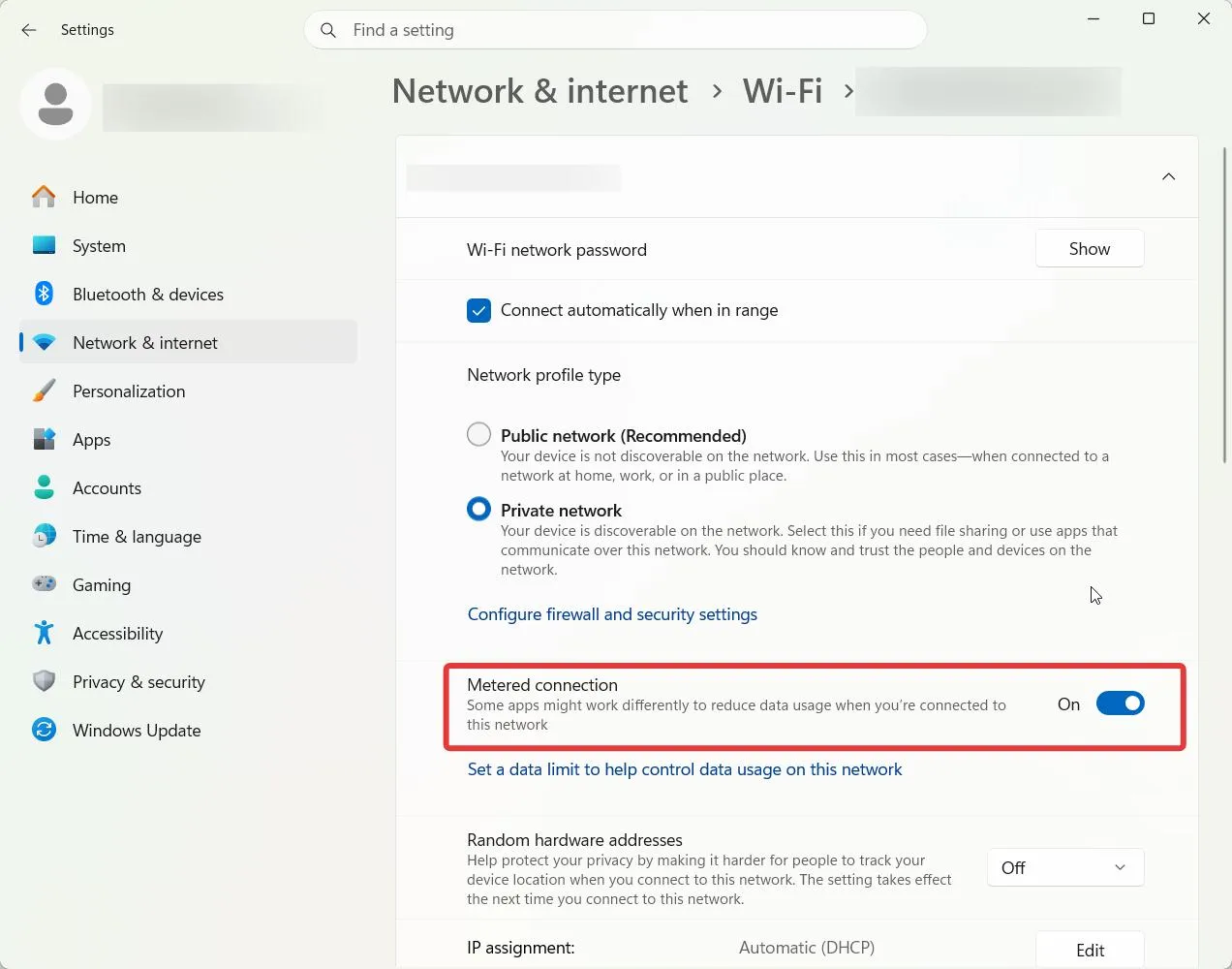 metered connection