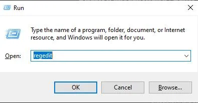 open regedit