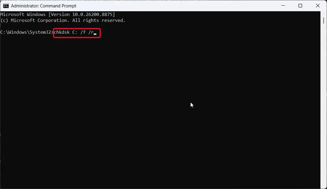 run chkdsk