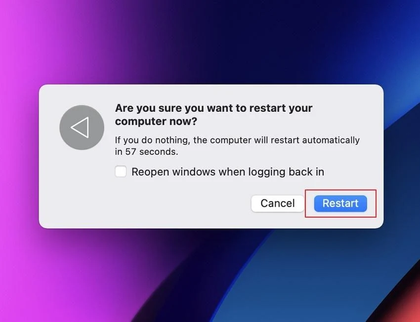 After restart connect the SD card
