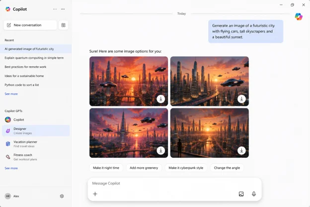 Generate images from a text description