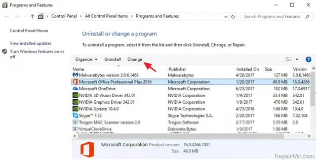 Programs and Features