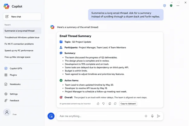 Summarize a long email thread