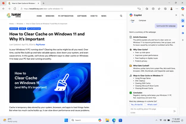 Summarize a webpage or article
