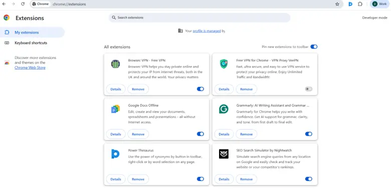 Browsing Data by Extensions
