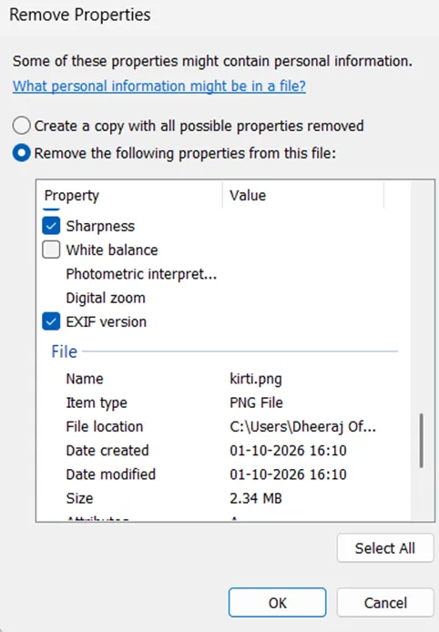 Select the metadata tags